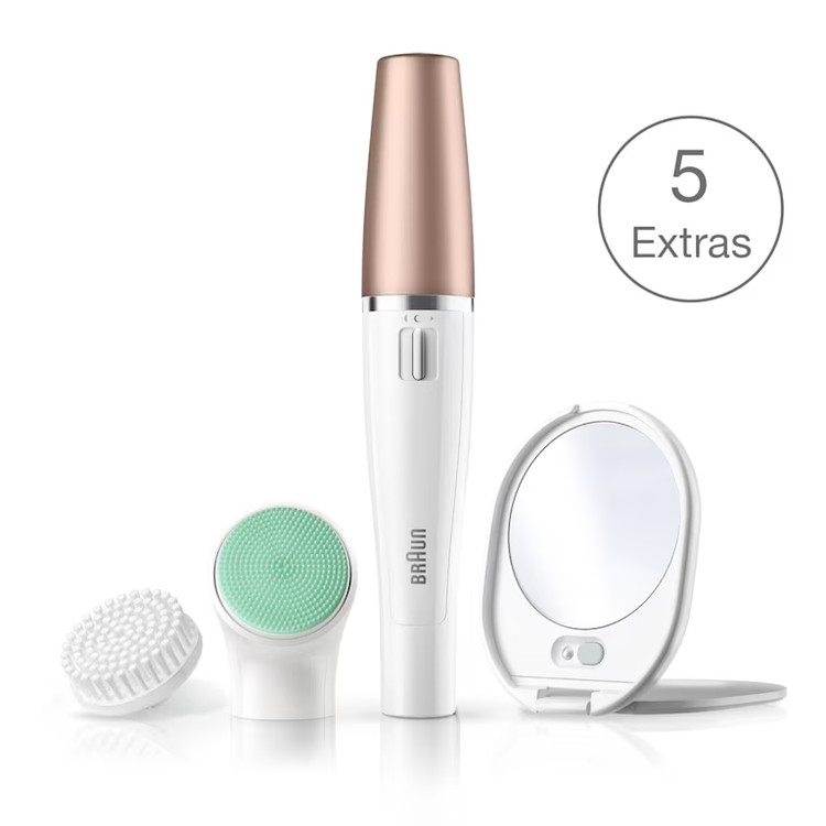 اپیلاتور صورت براون FaceSpa 851V مدل 3in1 پاکسازی، اپیلاسیون و ماساژ با سریهای چندکاره