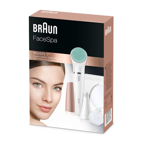 اپیلاتور صورت براون FaceSpa 851V مدل 3in1 پاکسازی، اپیلاسیون و ماساژ با سریهای چندکاره